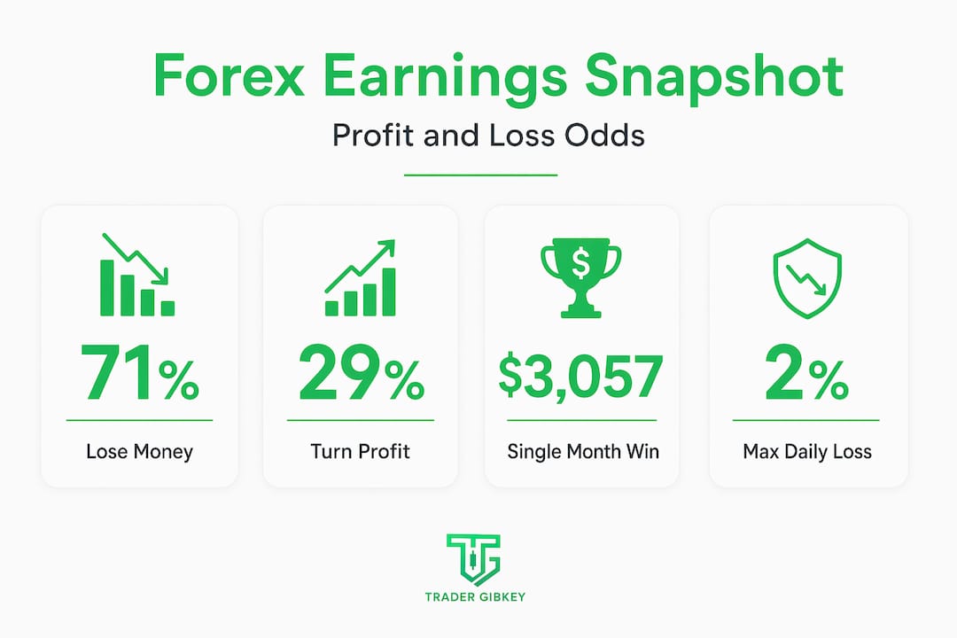Infografika a forex traderek kereseti statisztikáiról és valószínűségeiről