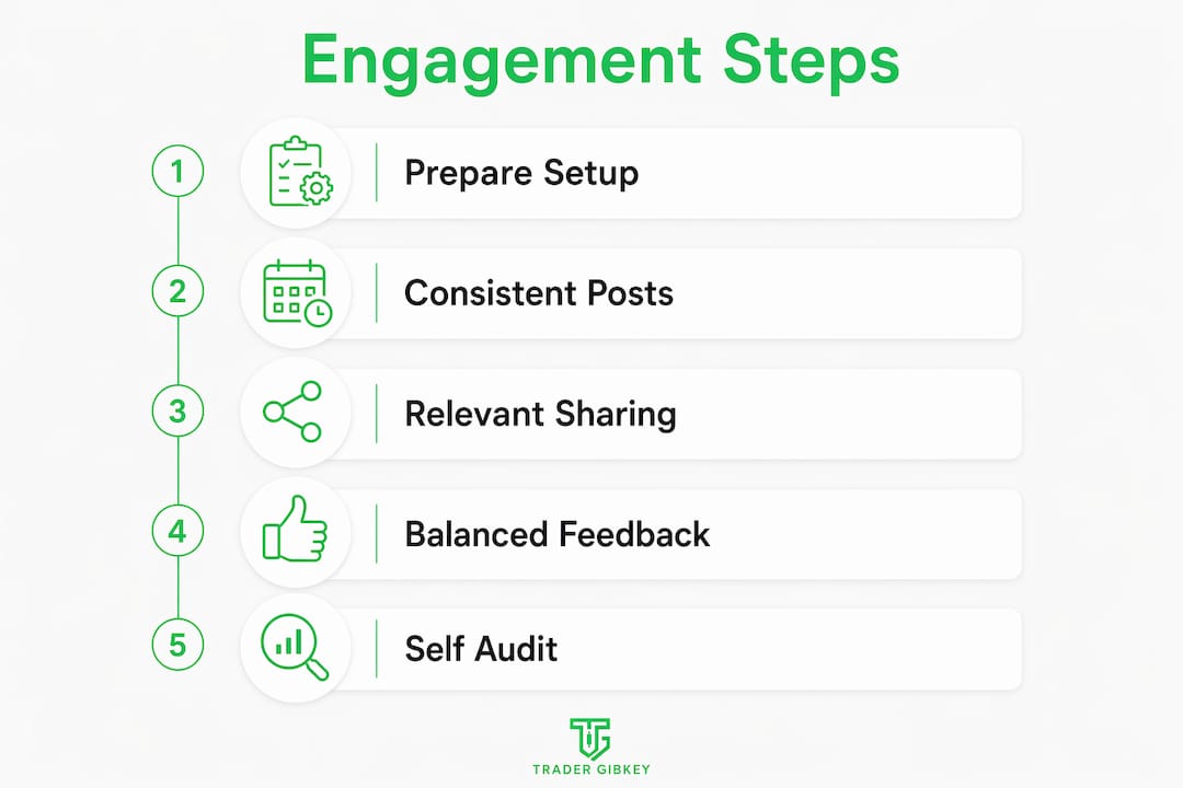 Infographic outlining trading group engagement steps