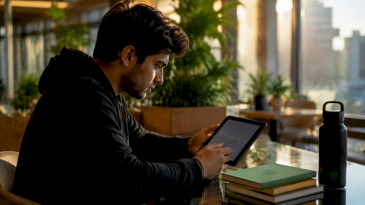 Trader calculating session performance metrics
