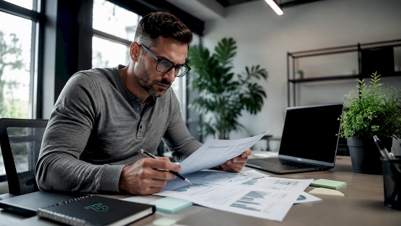 Trader analyzing overcomplicated systems at desk