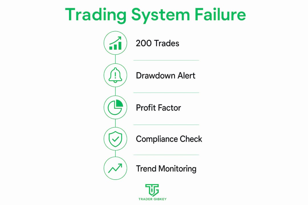 Infographic showing key signals of trading system failure