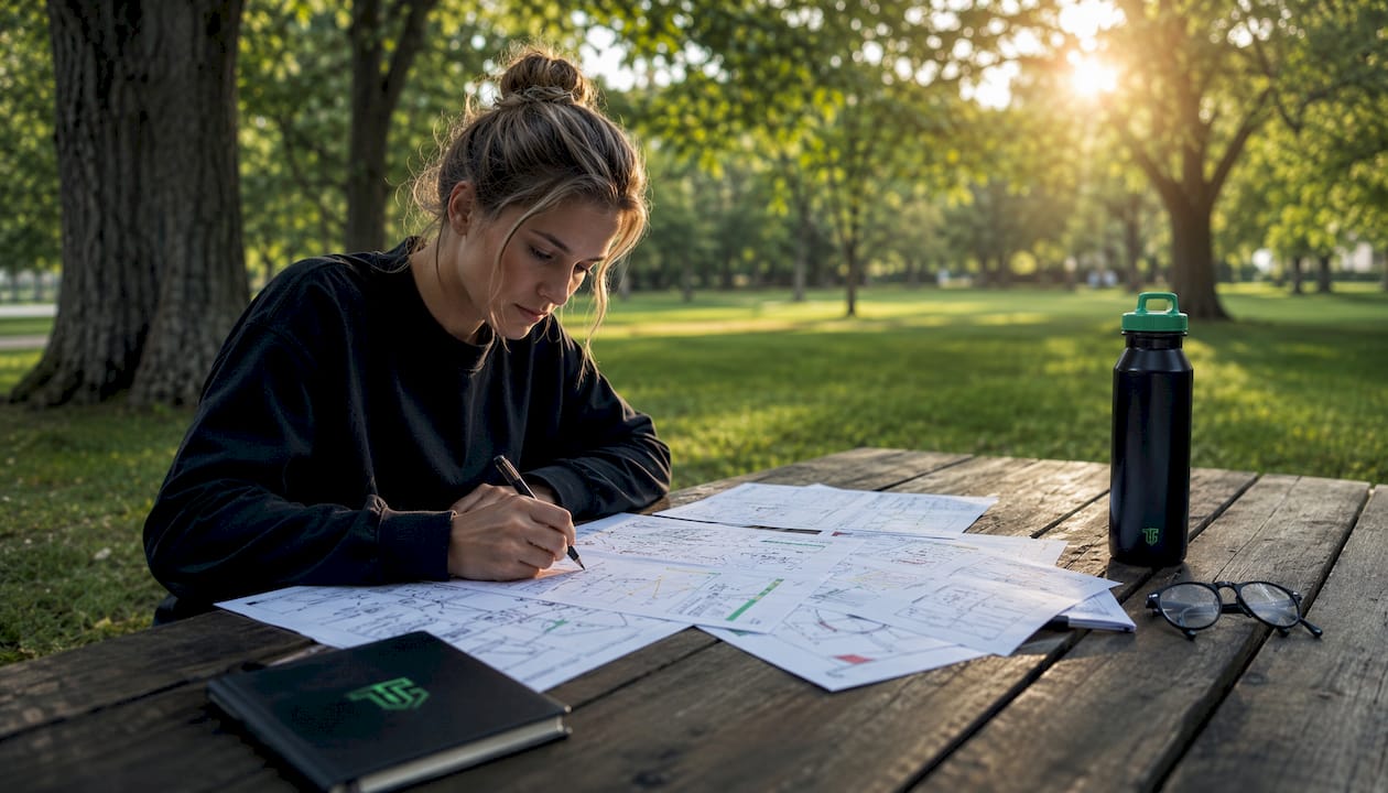 Trader marking breakout trade plan