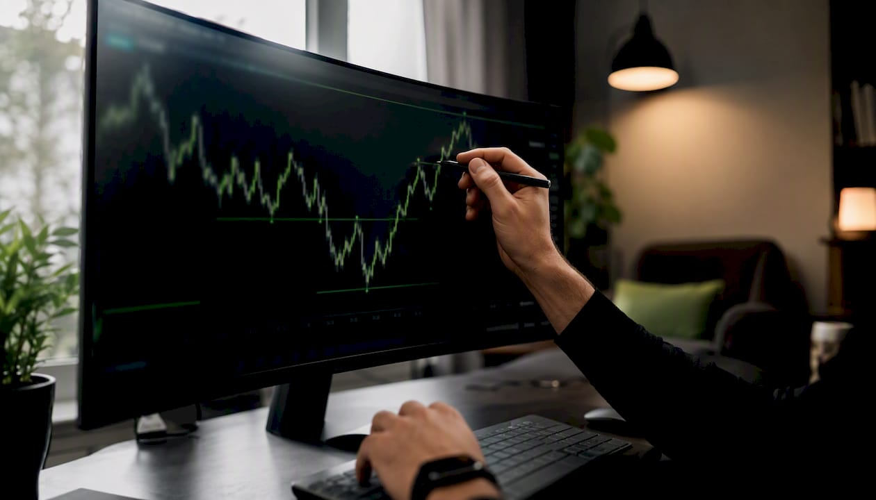 Trader marking key price action levels on chart