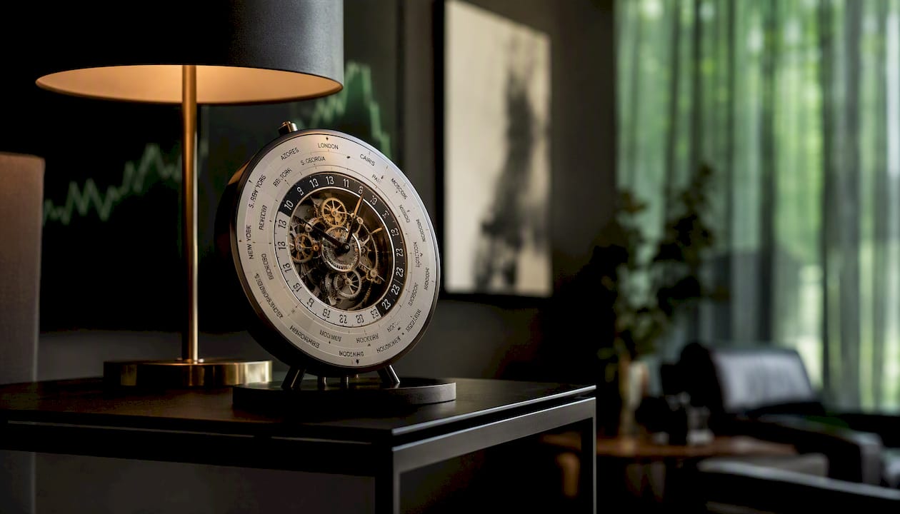 World clock showing forex market opening times