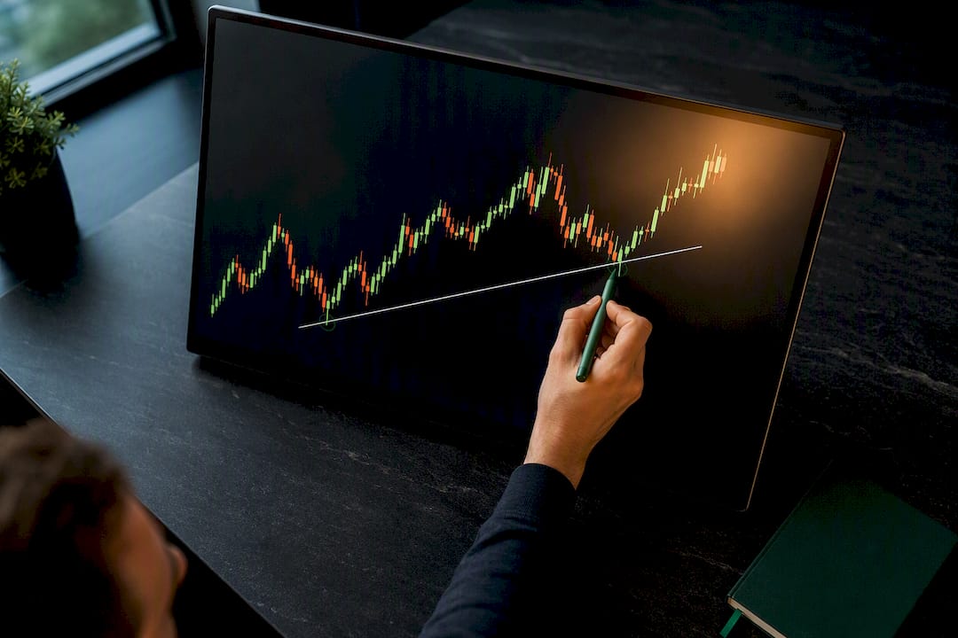 Hand tracing a diagonal trend line