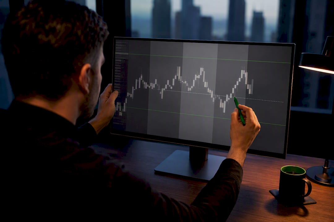 Trader marking pre-session chart levels