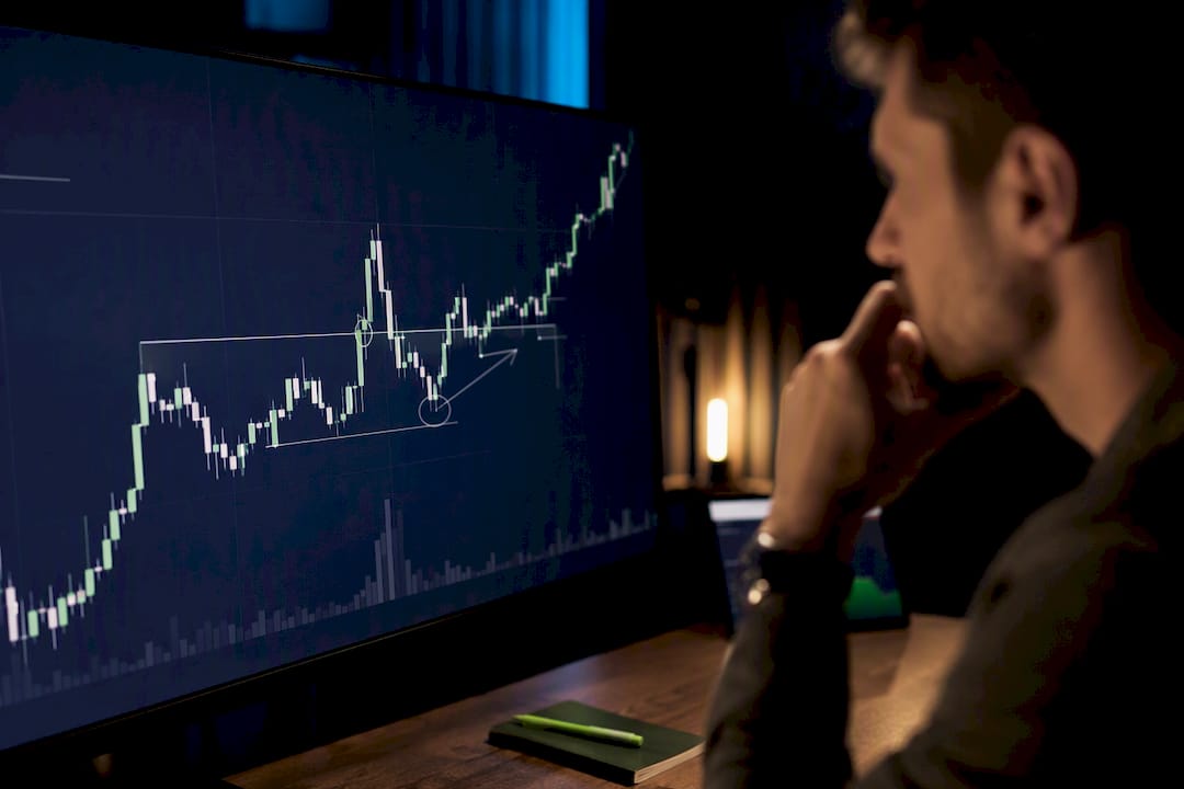 Trader studying a break and retest chart
