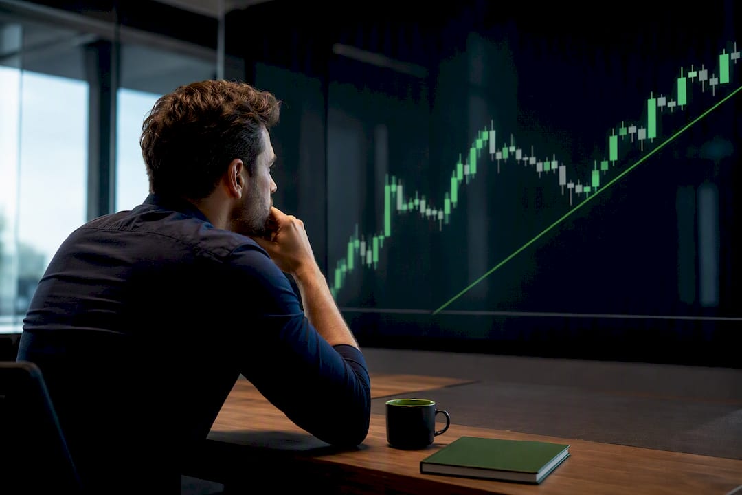 Trader analyzing a pullback price chart