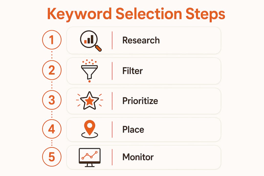 Infographic illustrating keyword selection steps