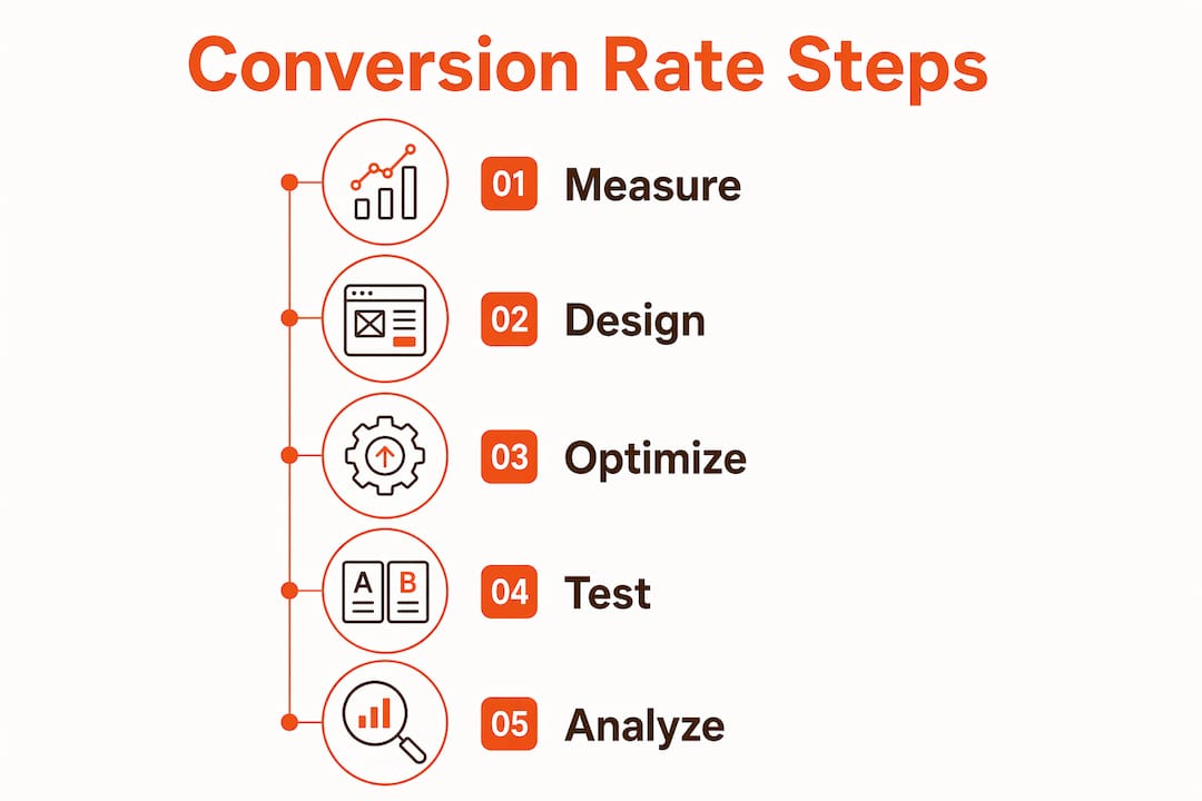 Infographic outlining five steps to improve conversion rate