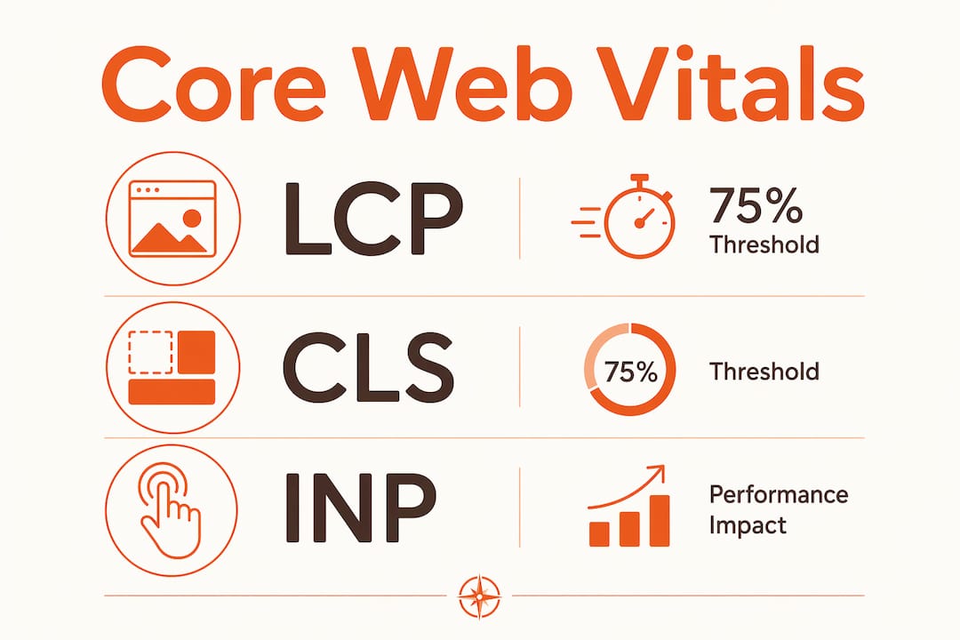 Infographic illustrating Core Web Vitals metrics and thresholds