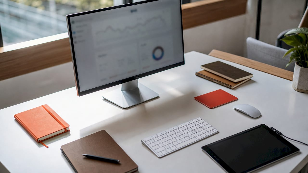 Close-up of dual monitor A/B testing setup