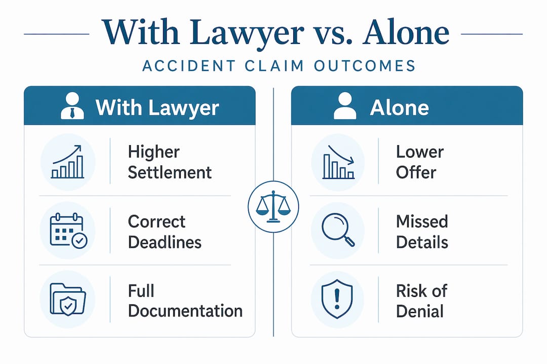 Infographic comparing outcomes with and without a lawyer