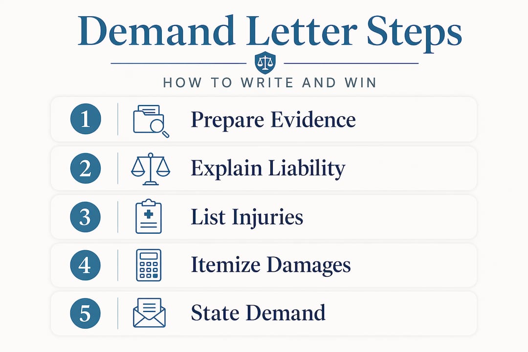 Infographic outlining steps to write demand letter
