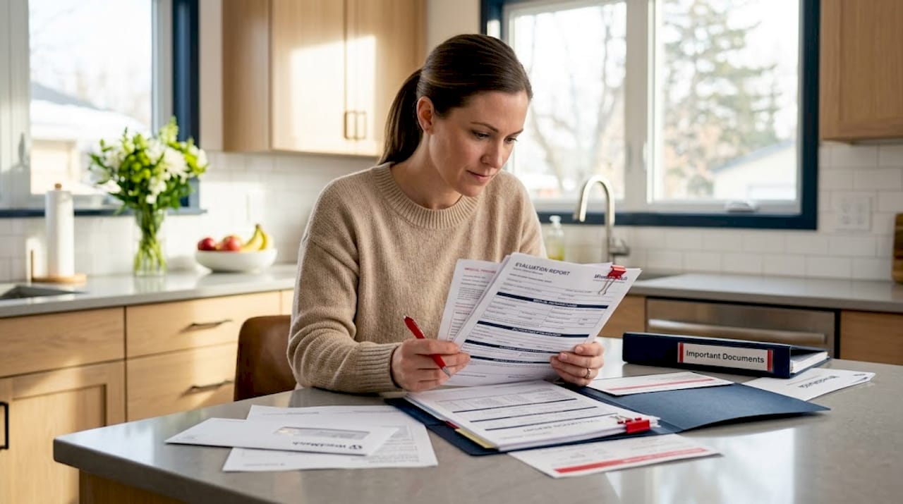 Woman reviewing medical bills after accident