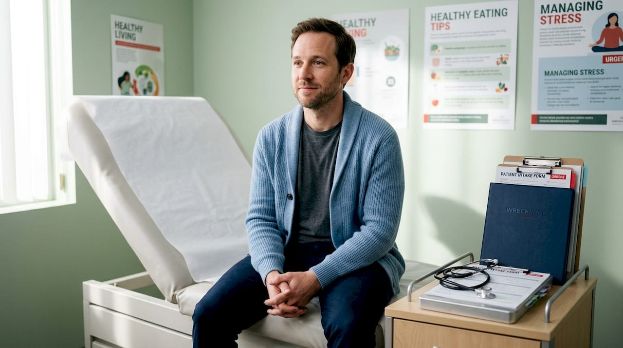 Patient waiting in medical exam room