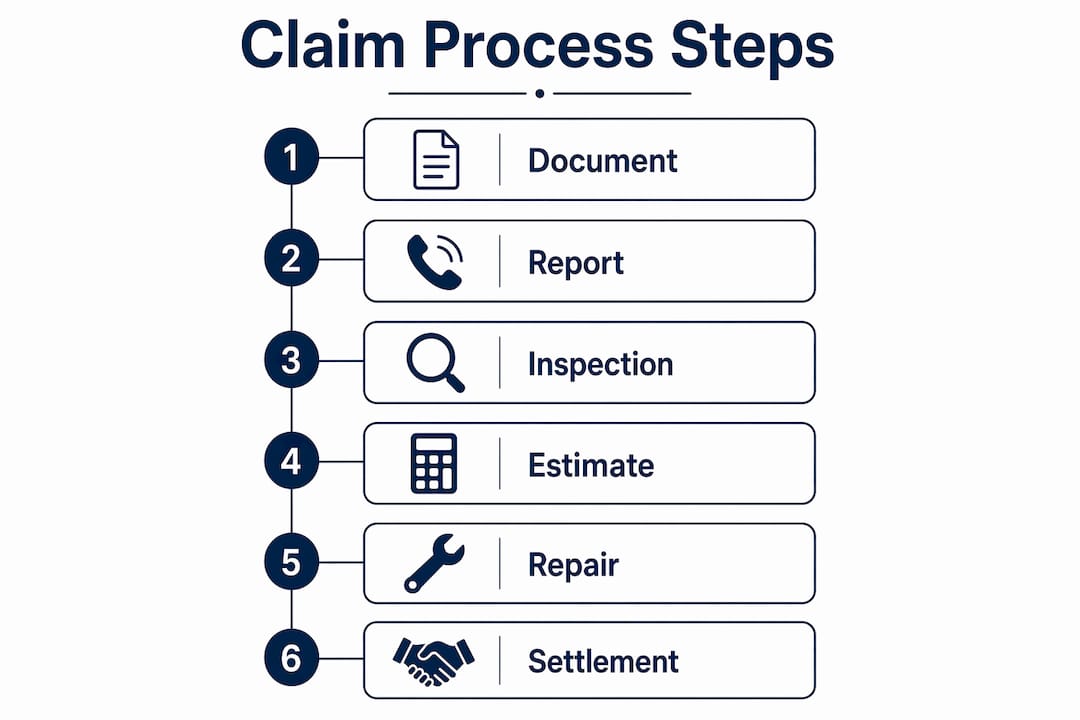 Infographic illustrating car accident claim process steps