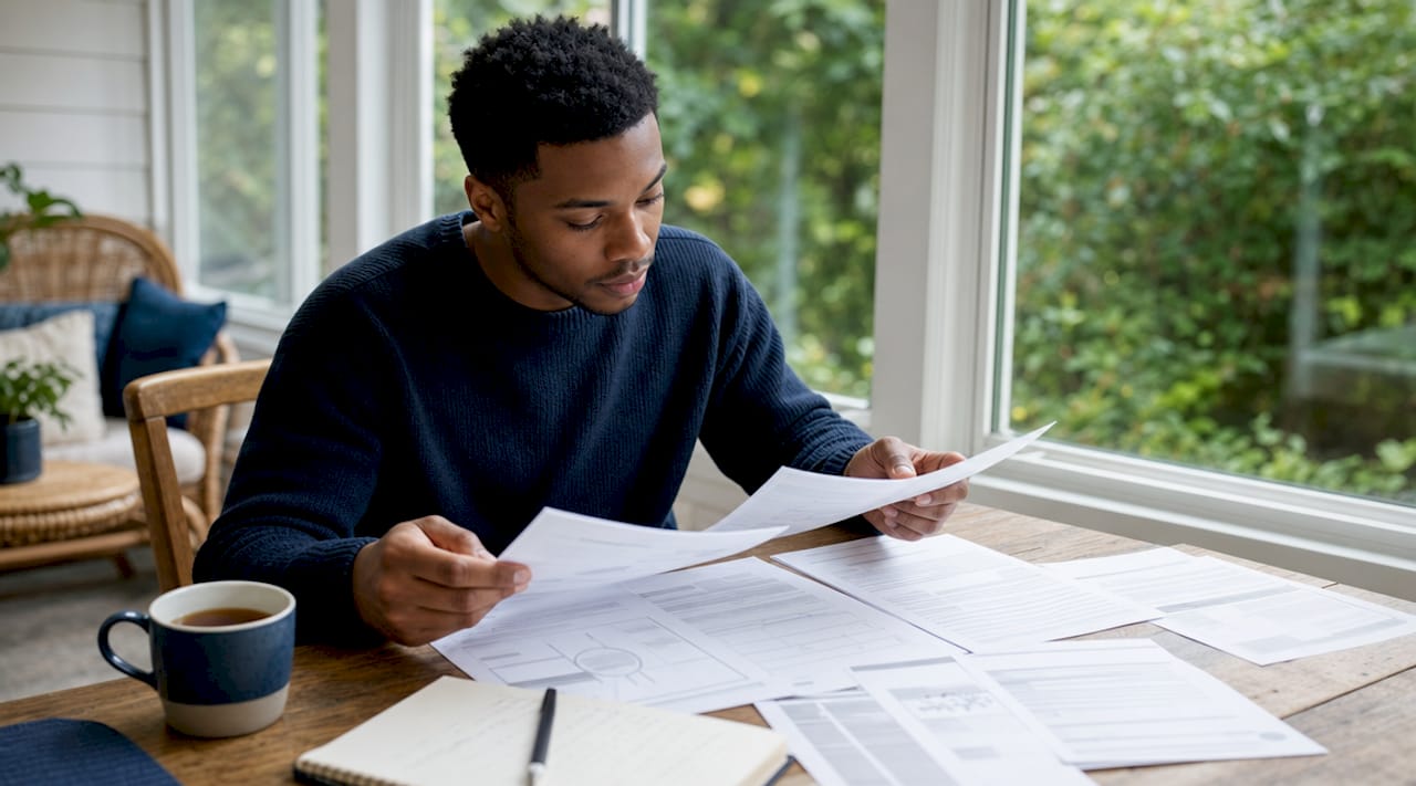 Accident victim organizing important legal papers