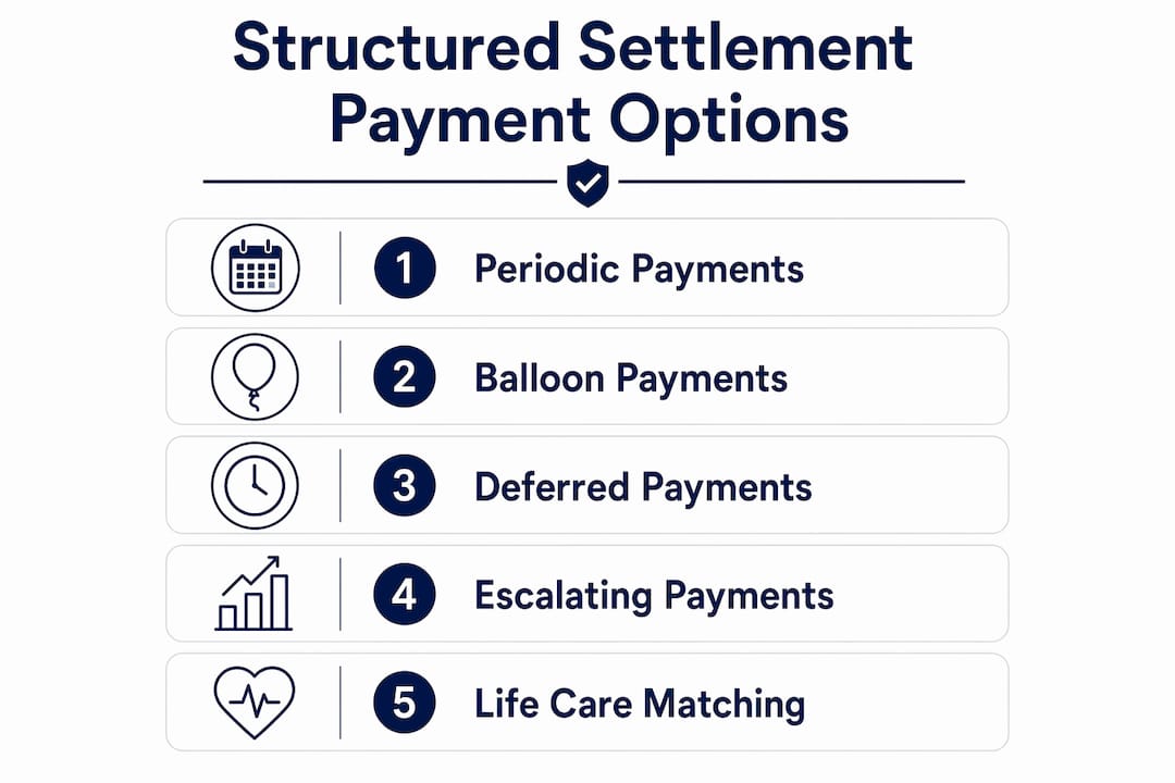 Infographic showing structured settlement payment options
