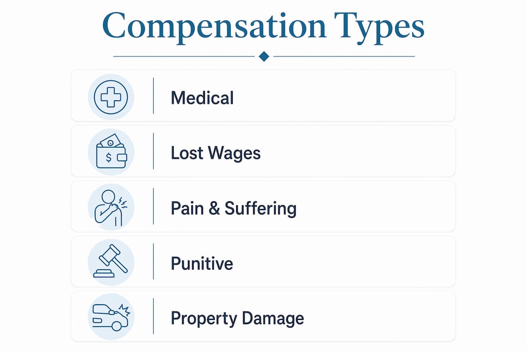 Infographic showing types of compensation after business vehicle accident