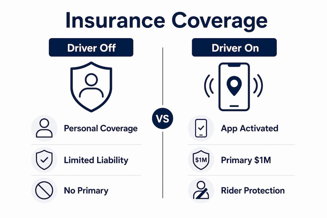 Infographic comparing rideshare insurance coverage categories