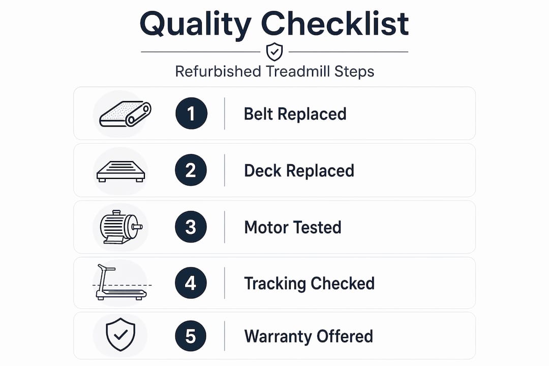 Infographic treadmill refurbishment quality checklist