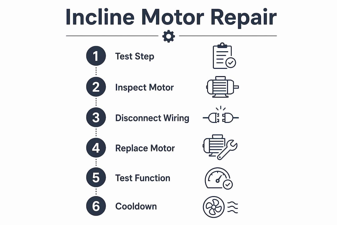 Step-by-step infographic for incline motor replacement