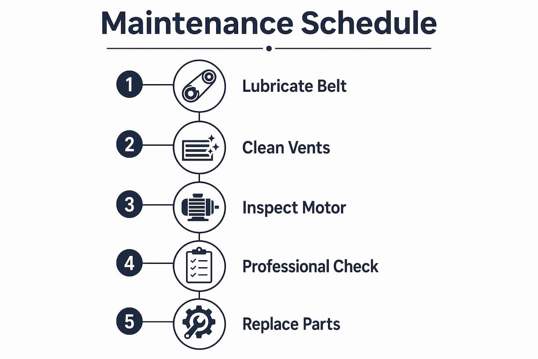 Infographic illustrating treadmill maintenance schedule