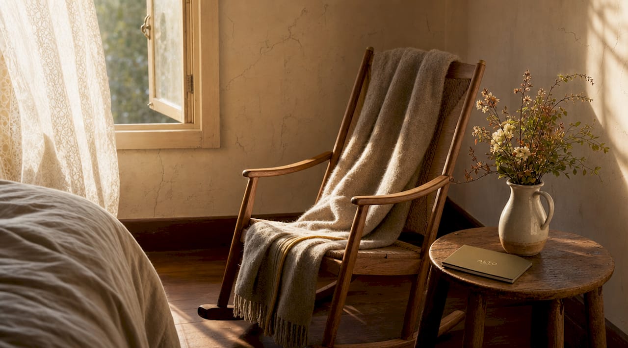 Interior detail of vintage heritage hotel room