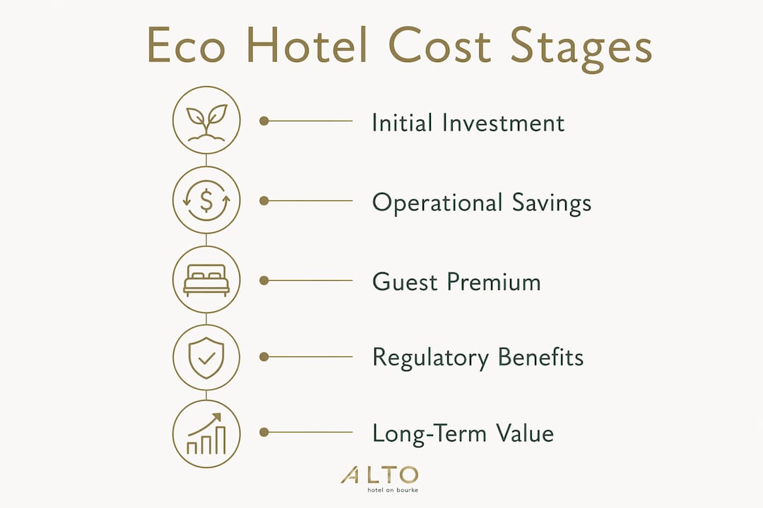 Infographic showing eco hotel cost stages