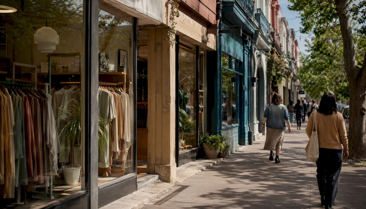 Fitzroy street with sustainable fashion shops