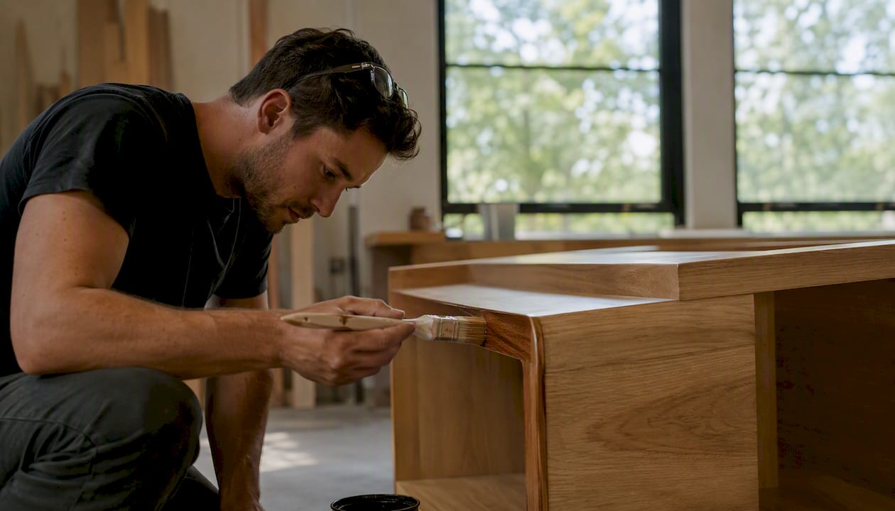 Applying waterborne lacquer on timber furniture