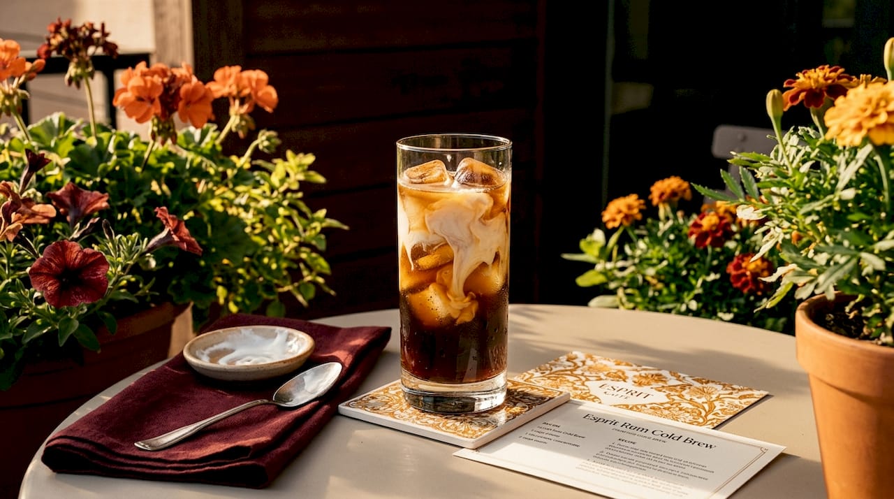 Iced rum coffee made with cold brew