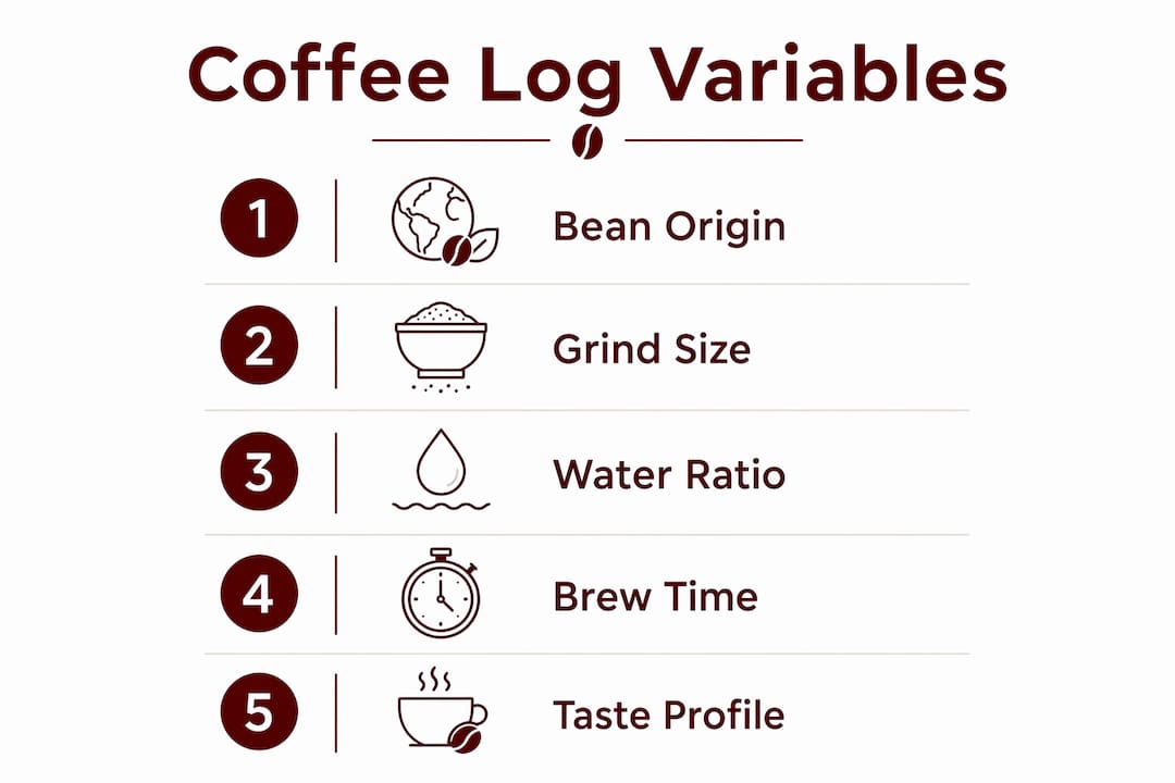 Infographic listing key coffee log variables