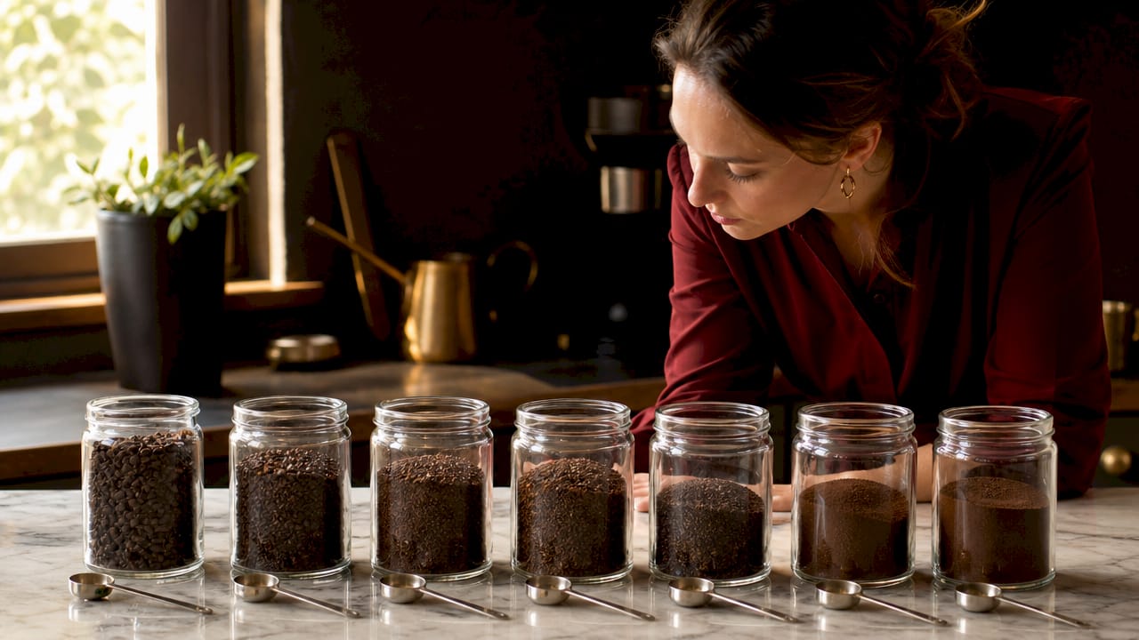 Coffee grounds texture comparison in bowls