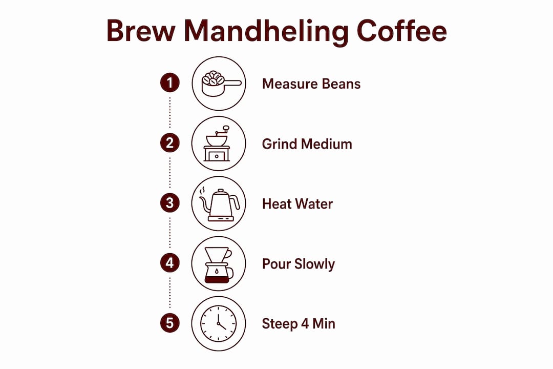 Step-by-step Mandheling coffee brewing infographic