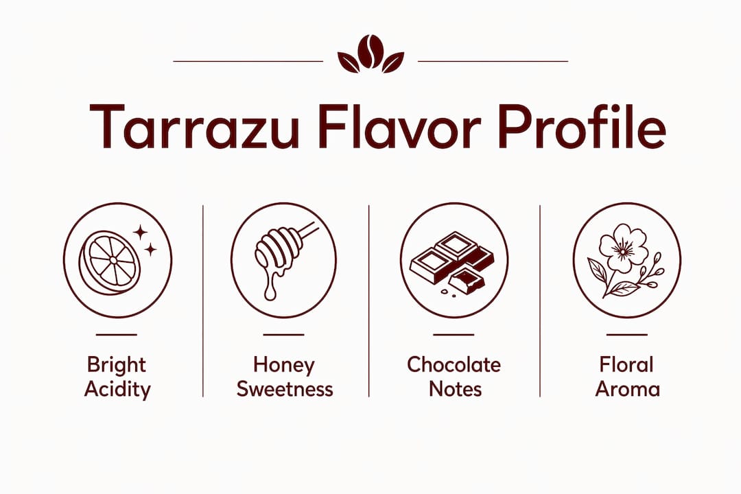 Infographic showing Tarrazu coffee flavor profile key notes