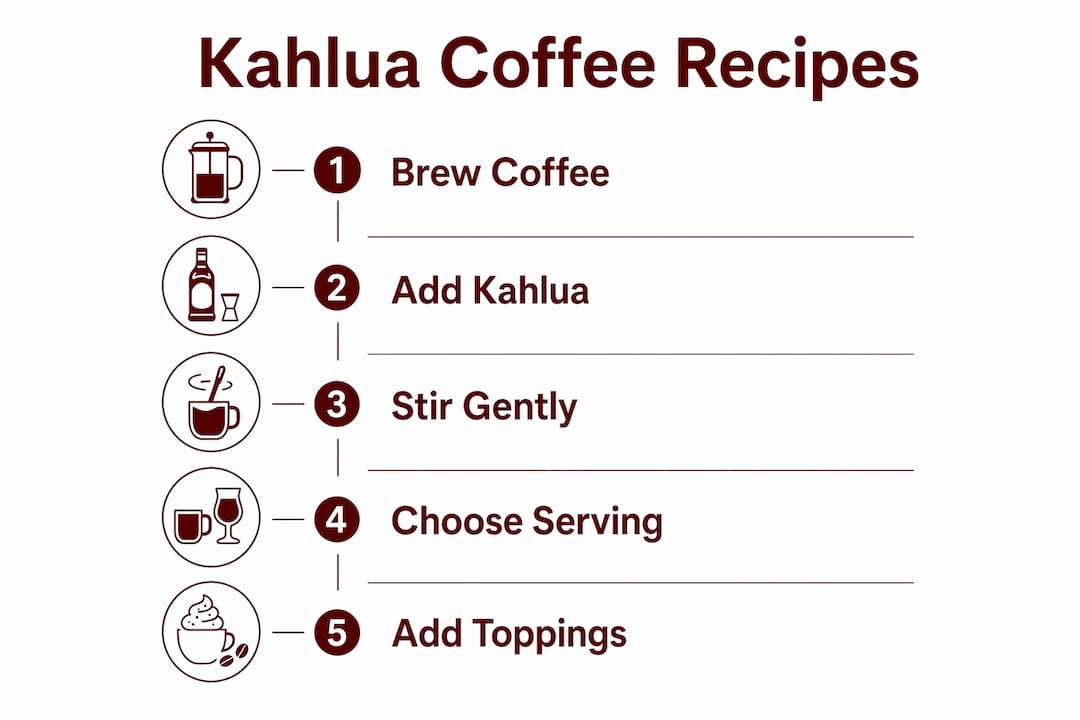 Infographic showing step-by-step Kahlua coffee recipe