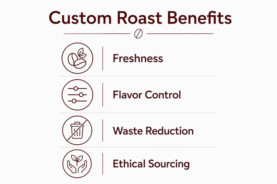 Infographic showing key benefits of custom coffee roasts