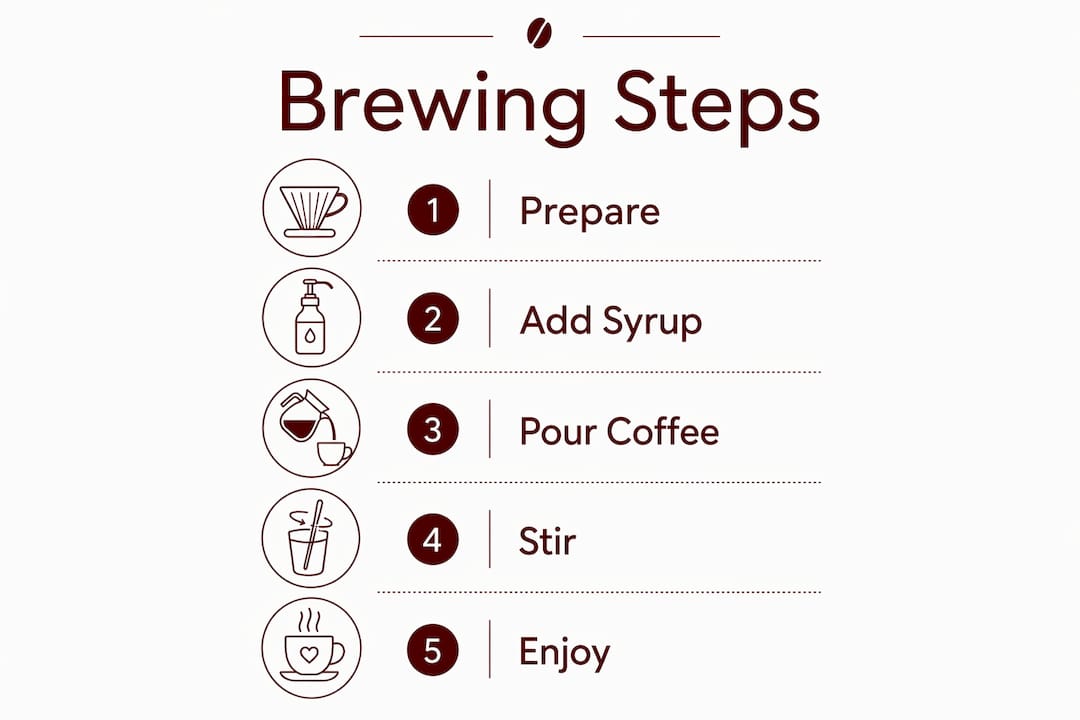Infographic showing step-by-step hazelnut coffee brewing