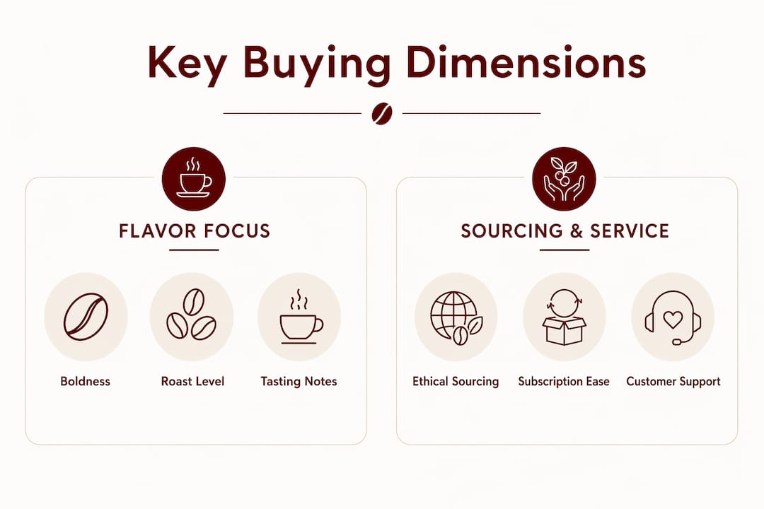 Infographic comparing coffee buying dimensions between flavor and sourcing