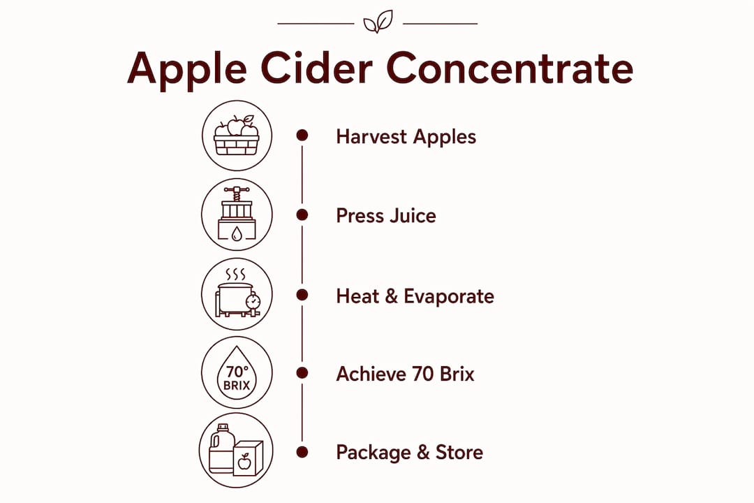 Infographic showing apple cider concentrate production steps