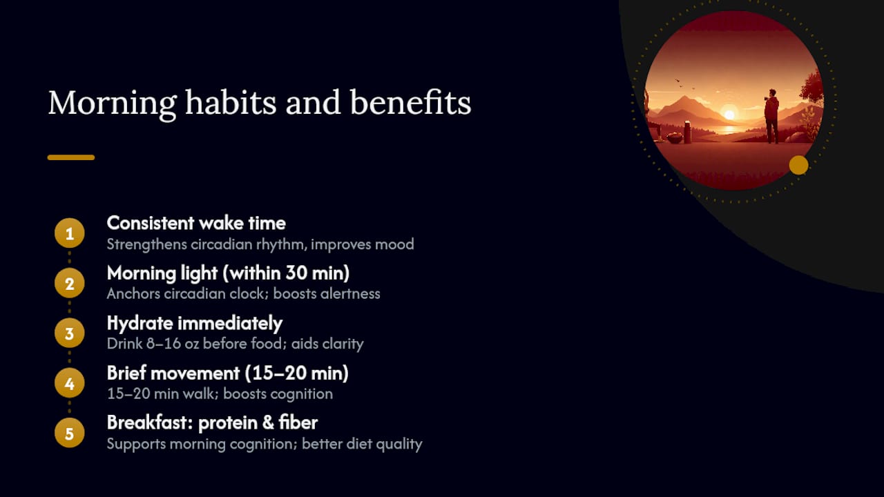 Diagram of morning habits and benefits