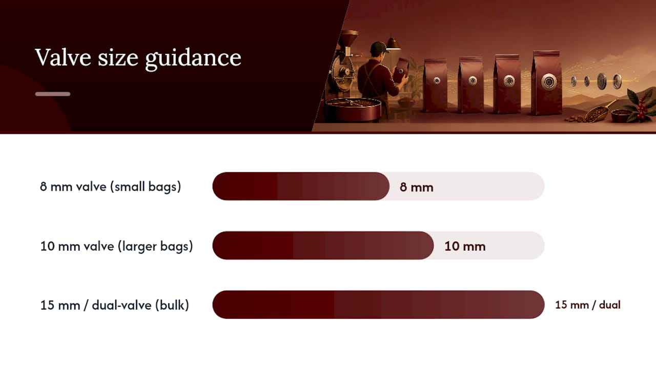 Comparison of coffee bag valve sizes
