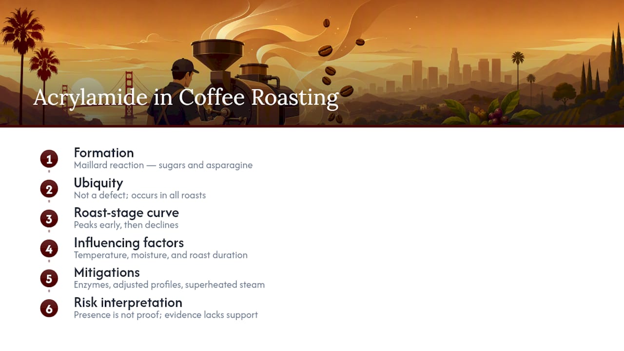 The Science Behind Acrylamide in Coffee and Cancer Risk — overview diagram