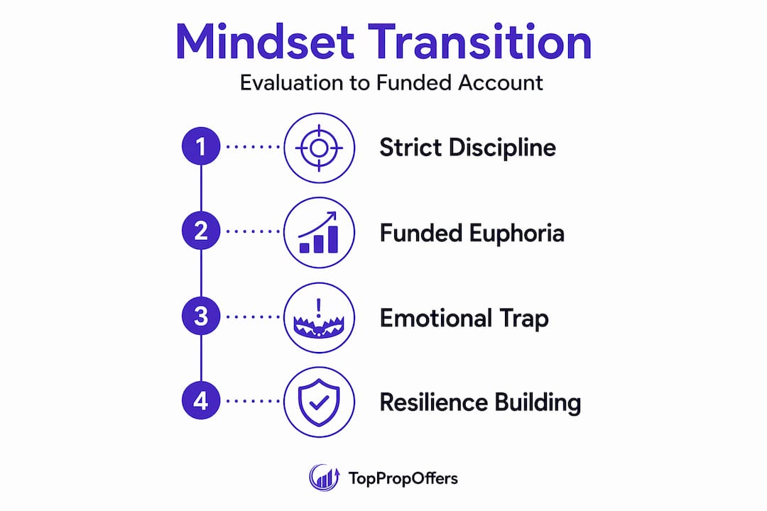Infographic showing funded trading mindset stages