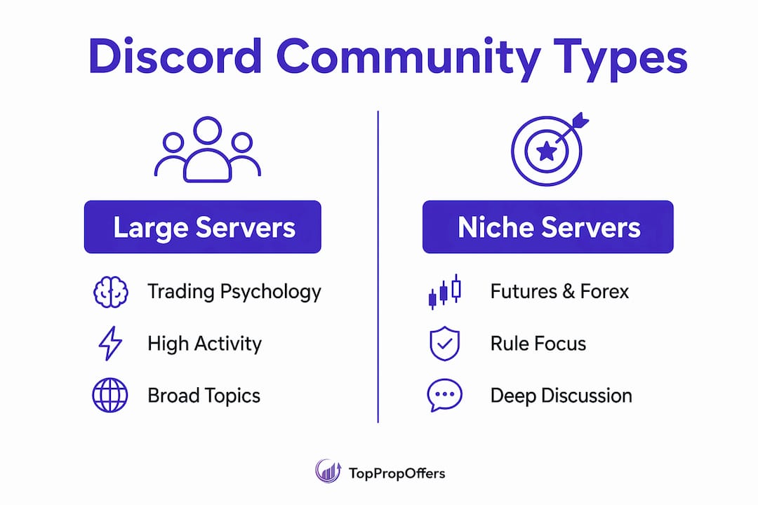 Infographic comparing Discord community types