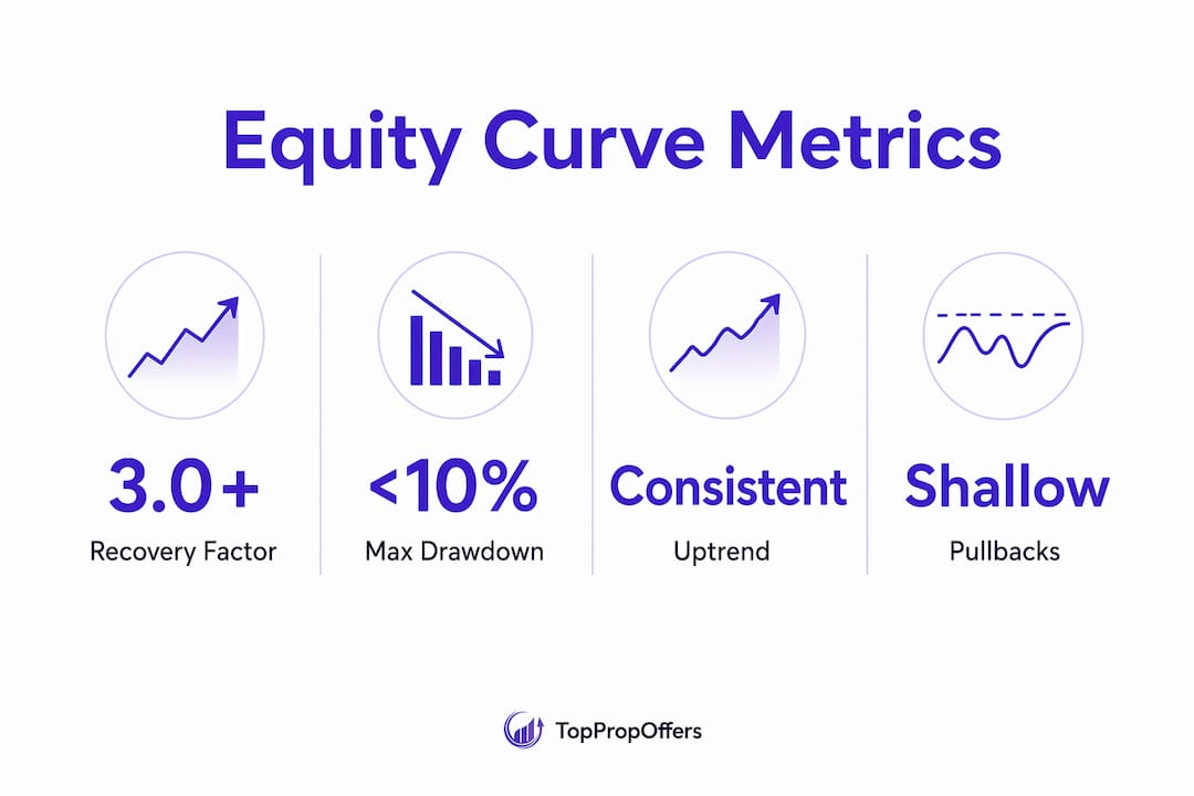 Infographic highlighting key equity curve health metrics