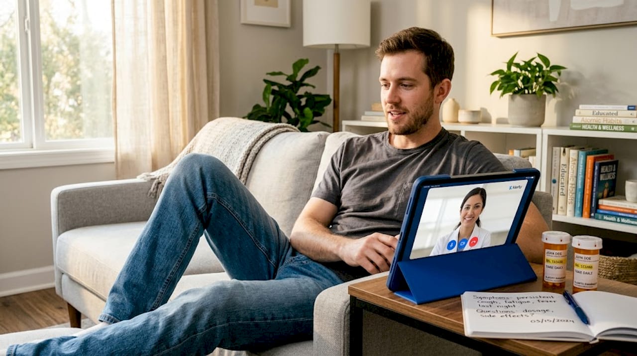 Man in telehealth follow-up for ADHD medication