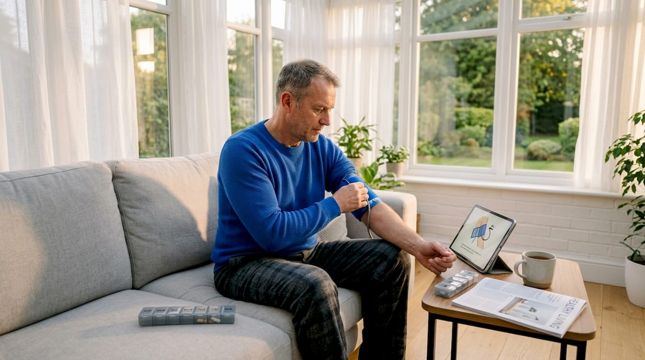 Man uses digital cuff for remote monitoring